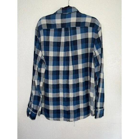 Wallin & Bros Flannel Shirt Mens XL Button Up Blue Plaid NWTS NEW Cotton (X) - Picture 6 of 9